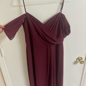 Davids Bridal Cold shoulder Wine Bridesmaid Dress Size 14
